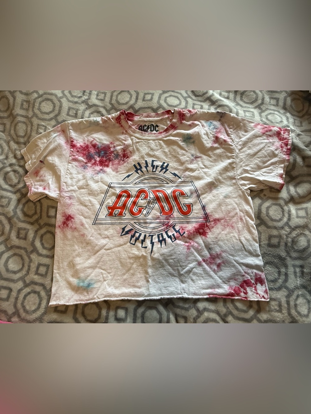 AC/DC Tie-Dye Graphic cropped Tee